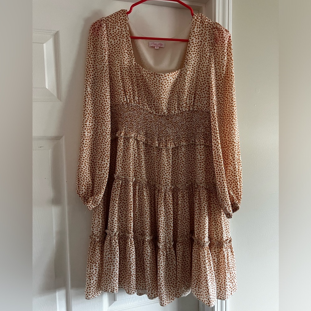 Cream w/ Orange Dots Babydoll Dress